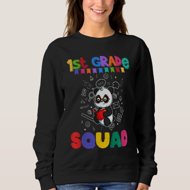 Kinder Erste Klasse Squad Panda Bären Elementarsch Sweatshirt (Vorderseite)
