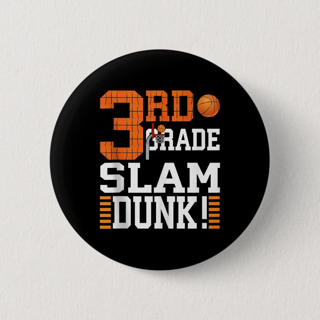 Kinder erster Schultag Slam Dunk Baske Button (Vorderseite)