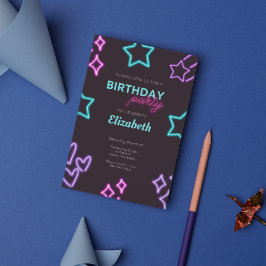 Kinder Erwachsene Neon Glow Geburtstagsparty Einla Einladung