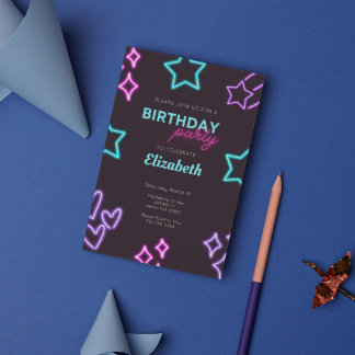 Kinder Erwachsene Neon Glow Geburtstagsparty Einla Einladung