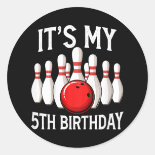 Kinder Es ist mein 5. Geburtstag Bowling Bowler 5  Runder Aufkleber