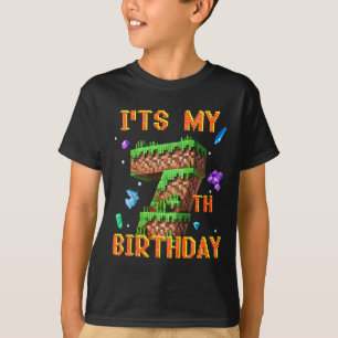 Kinder Es ist mein 7. Geburtstag Pixel Gamer Party T-Shirt