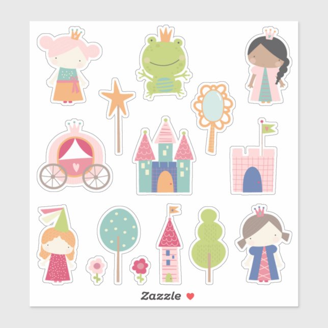 Kinder Fairytale Princesses Aufkleber (Blatt)