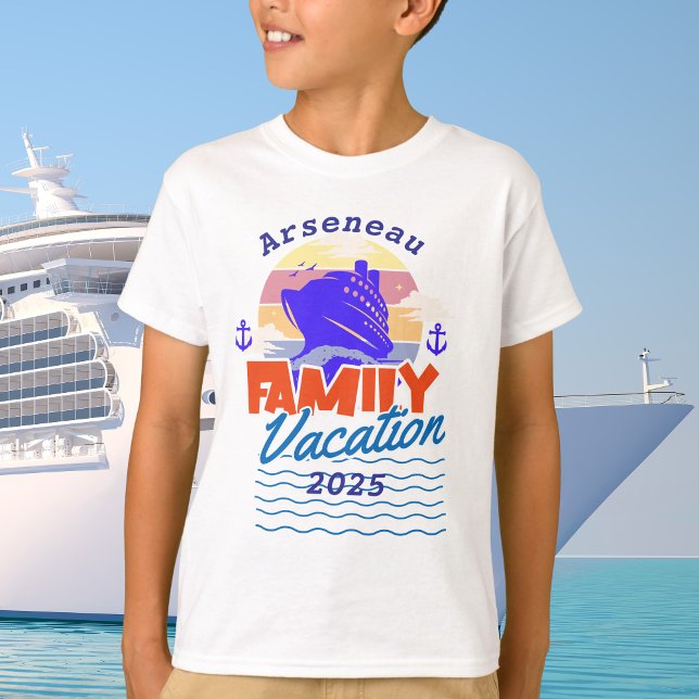 Kinder Familie Kreuzfahrten Blau/Orange PERSONALIS T-Shirt (Von Creator hochgeladen)