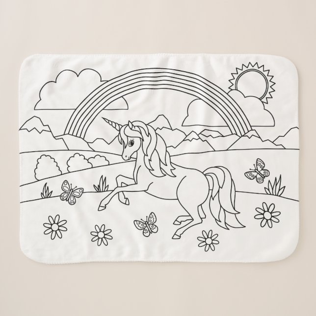 Kinder Farbe Me Einhorn Regenbogen Sherpadecke (Vorderseite (Horizontal))