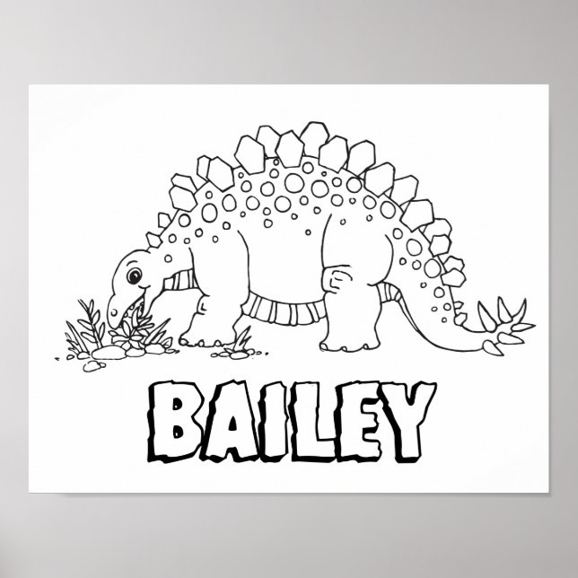 Kinder färben es in Dinosaurier Stegosaurus-indivi Poster (Vorne)