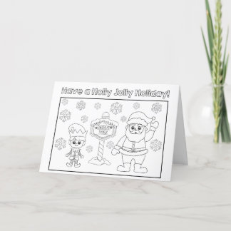 Kinder färben sich Ihre eigene Holly Jolly-Urlaubs Dankeskarte