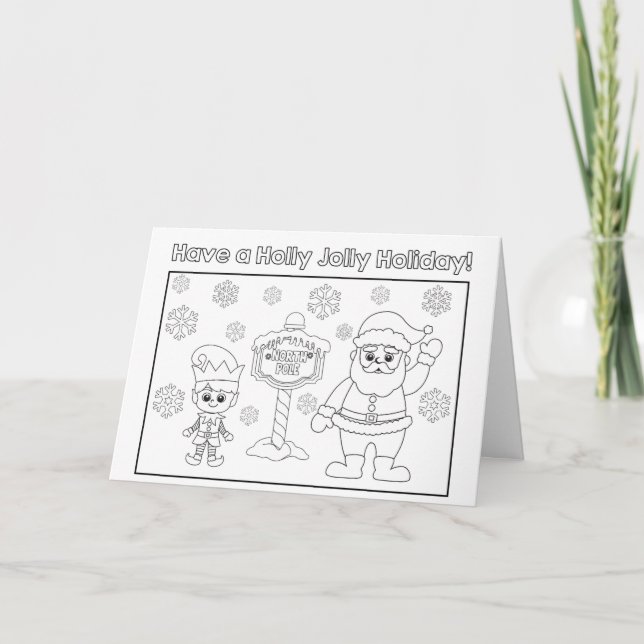 Kinder färben sich Ihre eigene Holly Jolly-Urlaubs Dankeskarte (Vorderseite)