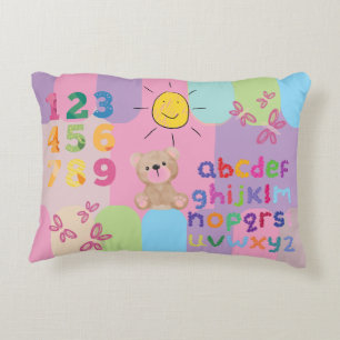 Kinder farbenfrohe Alphabet Nummer Dekokissen