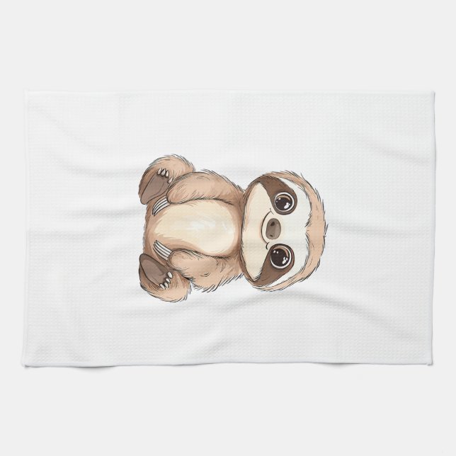 Kinder Faultier T-Shirt_1 Geschirrtuch (Horizontal)