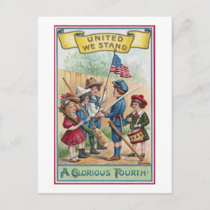 Kinder feiern den vierten Juli Postkarte