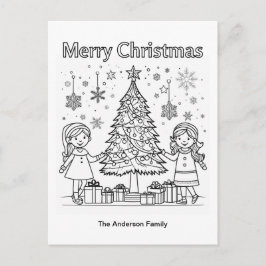 Kinder Festliche Farbbildhauerei Frohe Weihnachten Postkarte