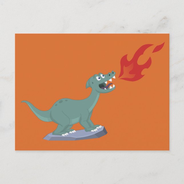 Kinder Feuer atmen Dinosaurier Kunst von Jeff Nevi Postkarte (Vorderseite)