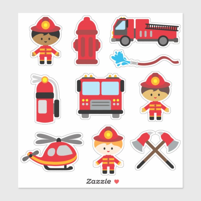 Kinder-Feuerwehrmann Aufkleber (Blatt)