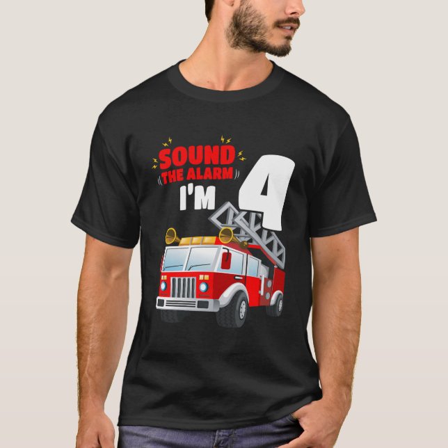 Kinder Feuerzug 4. Geburtstag Shirt 4 Jahre altes  (Vorderseite)