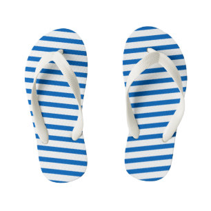 Kinder Flip Flops Royal Blue & White Stripes
