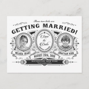 Kinder Foto Save the Date Hochzeit Postkarten Vint