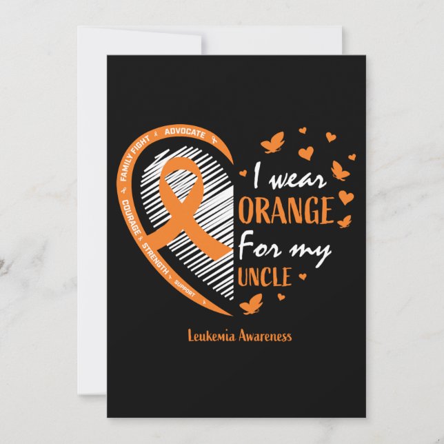 Kinder Frauen ich trage Orange für meine Onkel Leu Einladung (Vorderseite)