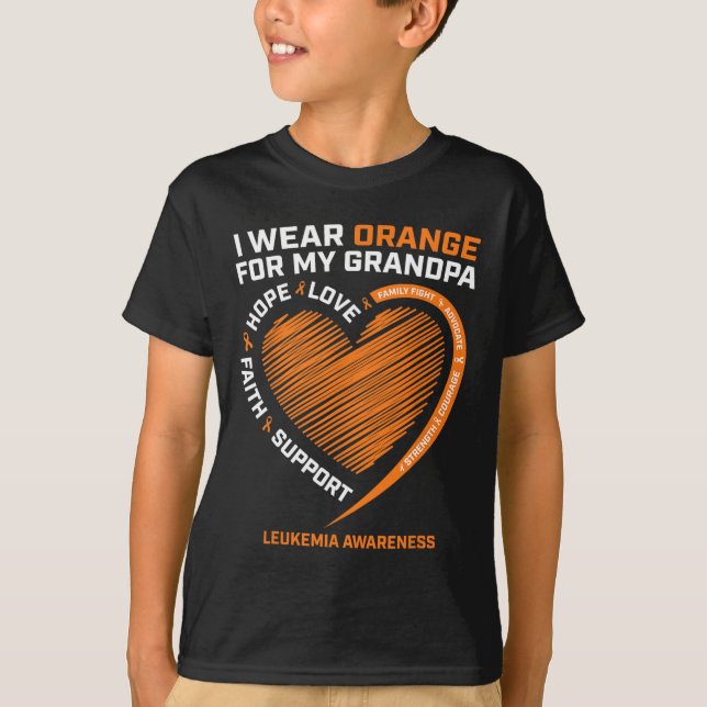 Kinder Frauen ich trage Orange für meine Opa Leukä T-Shirt (Vorderseite)