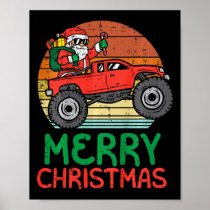 Kinder Frohe Weihnachten Santa Monster Truck Weihn Poster