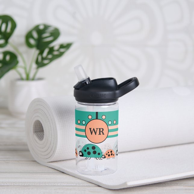 Kinder fügen Initialen ladybugs grüne Koralle hinz Trinkflasche (Yoga)