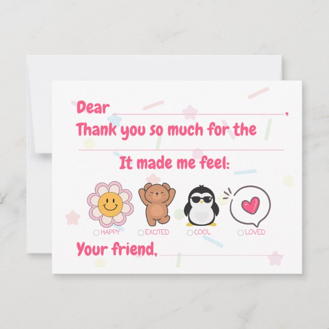 Kinder füllen Dankeschön-Karte aus (Vorderseite)