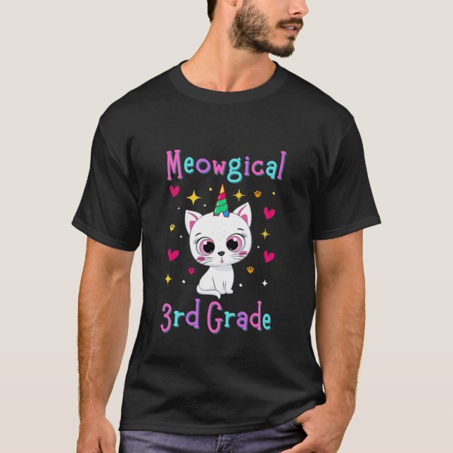 Kinder funny Back to School 3D Grade Caticorn Unic T-Shirt (Vorderseite)