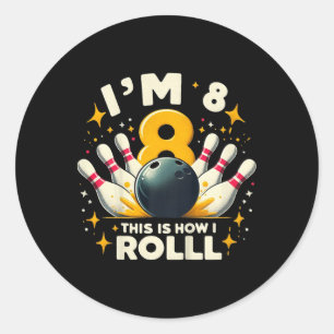 Kinder Funny Bowling Geburtstagsparty ich bin 8 so Runder Aufkleber