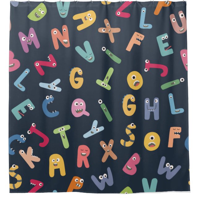 Kinder Funny Colorful Alphabet Dusche Vorhang (Vorderseite)