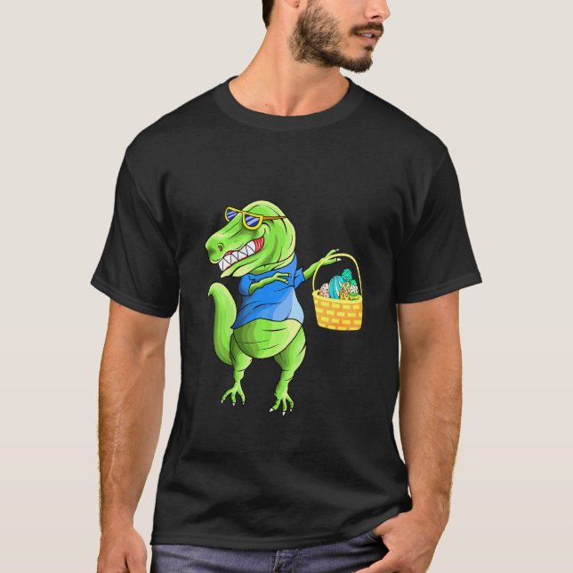 Kinder Funny Dinosaurier, die mit Ostereier kochen T-Shirt (Vorderseite)