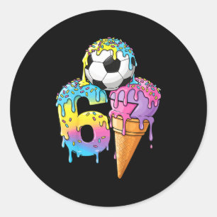 Kinder Fußball Drip Eiscreme Nummer 67 Jungen Fußb Runder Aufkleber