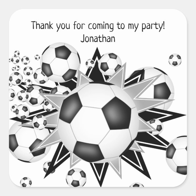 Kinder Fußball Party Fußball Stars Quadratischer Aufkleber (Vorderseite)