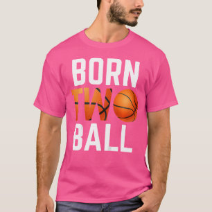 Kinder Geboren zwei Ball Basketball 2 Jahre alt Ge T-Shirt