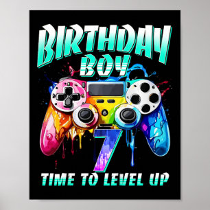 Kinder Geburtstag Junge Zeit zum Levelaufstieg Gam Poster