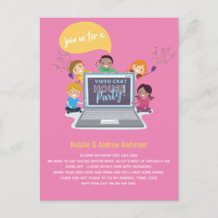 KINDER Geburtstags-Online-Video-Chat Virtual LiveS Postkarte