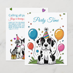 Kinder Geburtstagseinladung Dogge Welpe