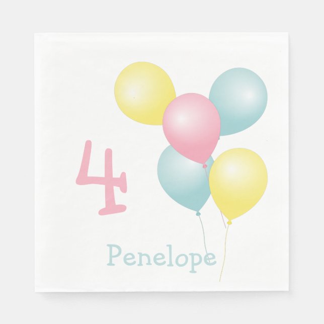 Kinder-Geburtstagsparty Ballons Napkins Serviette (Vorderseite)