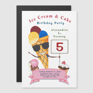 Kinder Geburtstagsparty Spaß Niedlich Magneteinladung