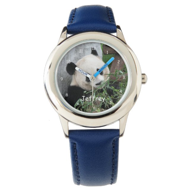 Kinder Giant Panda Blue Strap Name Wrist Armbanduhr (Vorderseite)