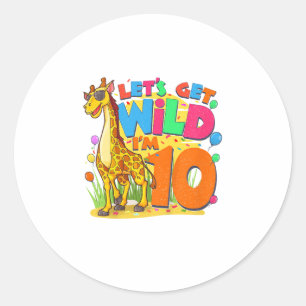Kinder Giraffe Geburtstagsparty 10 Jahre Junge 10. Runder Aufkleber