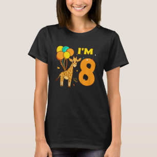Kinder Giraffe Tiere Liebe Mädchen ich bin 8 Jahre T-Shirt