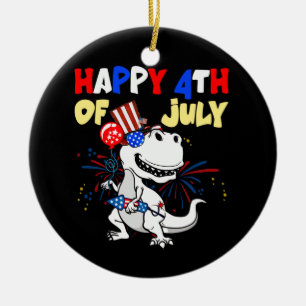 Kinder glücklich 4. Juli Rex Dino Dinosaur Baby Keramik Ornament