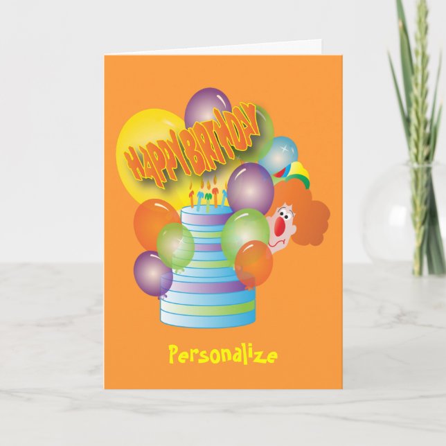 Kinder glücklich Geburtstag - Niedlicher Clown Karte (Vorderseite)