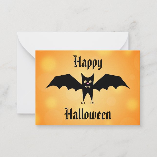 Kinder glücklich Halloween Niedliches Schwarzes Ba Mitteilungskarte (Vorderseite)
