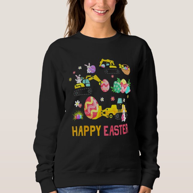 Kinder glücklich Osterbaukrane Kranwagen Jungs zu Sweatshirt (Vorderseite)