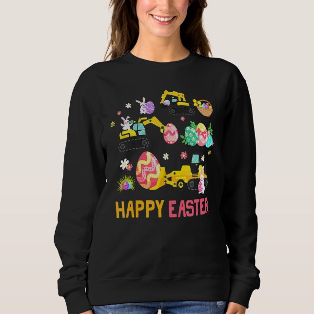 Kinder glücklich Osterbaukrane Kranwagen Jungs zu Sweatshirt (Vorderseite)
