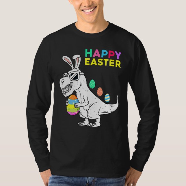 Kinder glücklich Ostern T Rex Dino mit sonnigen Oh T-Shirt (Vorderseite)