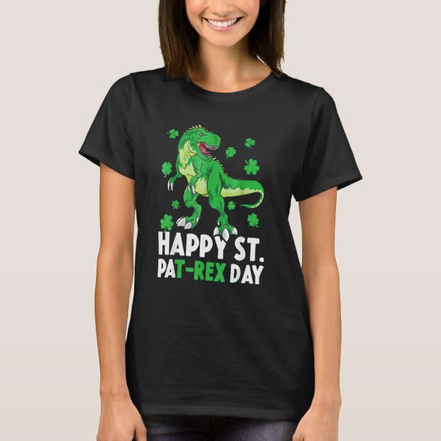 Kinder glücklich St PaT Rex Dinosaur St Patrick's  T-Shirt (Vorderseite)