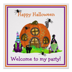 Kinder Gnome Halloween Willkommen Zu Meiner Party Poster