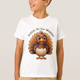 Kinder "Gobble Til You Wobble" T-Shirt mit Truthah